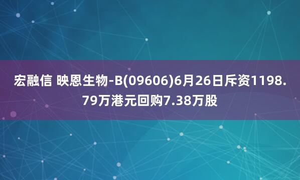 宏融信 映恩生物-B(09606)6月26日斥资1198.79万港元回购7.38万股